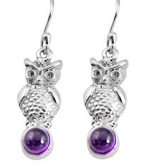 1.74cts natural purple amethyst 925 sterling silver owl earrings jewelry p91477