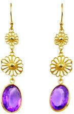 10.30cts natural purple amethyst 925 silver 14k gold dangle earrings p91283