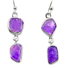 12.50cts natural purple amethyst rough 925 sterling silver earrings r16868