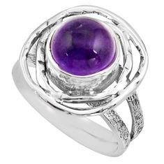 4.72cts natural purple amethyst 925 silver solitaire ring size 7.5 p91051