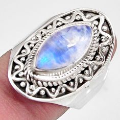 6.80cts natural rainbow moonstone 925 silver solitaire ring size 8 p92658