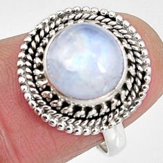 925 silver 4.84cts natural rainbow moonstone round solitaire ring size 7 p92284