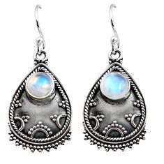 925 sterling silver 2.69cts natural rainbow moonstone dangle earrings p92743