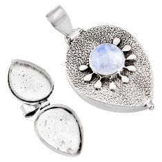 925 sterling silver 4.62cts natural rainbow moonstone poison box pendant p92872