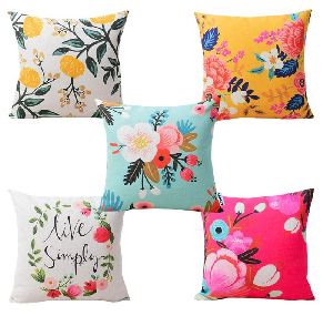 Indiancraft Decorative Digitally Printed Cushion Cover (Set Of 5 In 16 * 16 Inch)