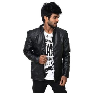 Men's Fashionable Leather Jacket Black