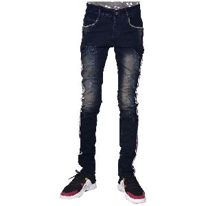 Men's Slim Fit Side Stripe Design Jeans