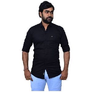 Men's Solid Regular Fit Shirt - Black