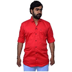 Men's Solid Regular Fit Shirt - Red
