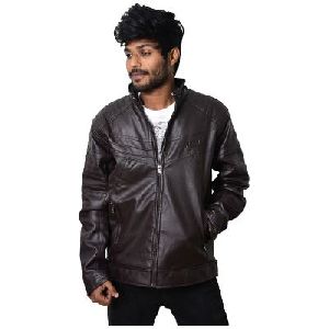 Men's Stylish Leather Jacket - Coffee Brown