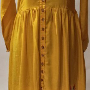 Cotton Yellow Full Sleeves Kurtis