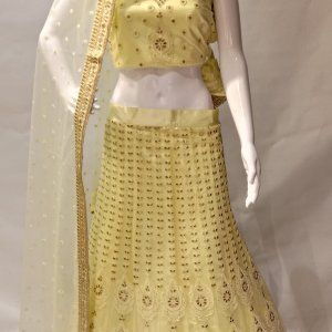 Lemon Yellow-lakhnavi Lehenga Choli