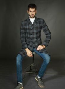 Grey Plaid checks long coat