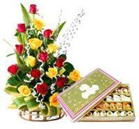 Assorted Roses and Mixed Sweets Gift Set