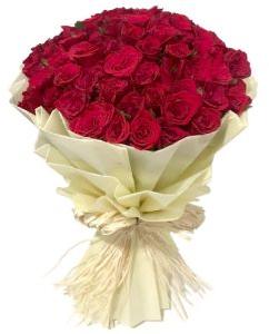 Tissue Wrapped Red Rose Bouquet