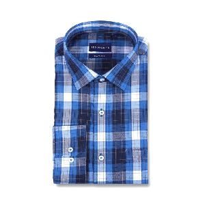 Blue Bold Twill Checks Yarn Dyed Shirt