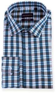 Blue Brown Bold Twill Checks Twill Yarn Dyed Shirt
