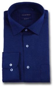 Navy Cotton Linen Solid Plain Shirts