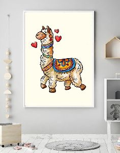 Boho Llama Nursery Wall Art Print