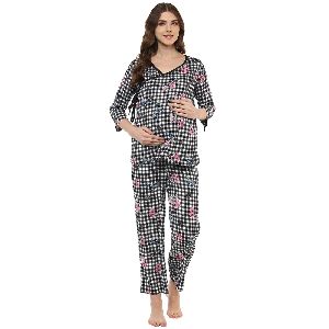 Maternity Printed Overlapping Pajama Set