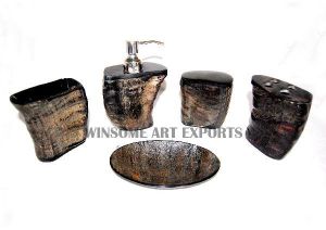 Natural look unfinished Buffalo Horn Bathroom Set