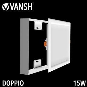 15W Square Shape Doppio Recessed Cum Surface Panel