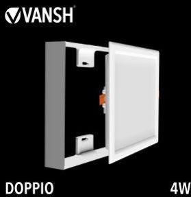 4W Square Shape Doppio Recessed Cum Surface Panel