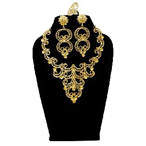 1 Gram Gold Forming Work Golden Colour Necklace Set