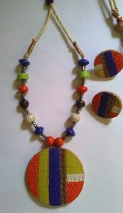 Hand made Terracotta Multi Color Jewellery Necklace set.