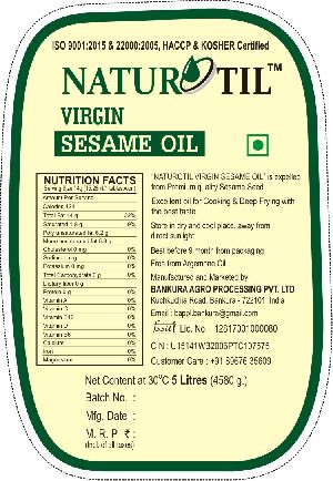 5 Litre Virgin Sesame Oil