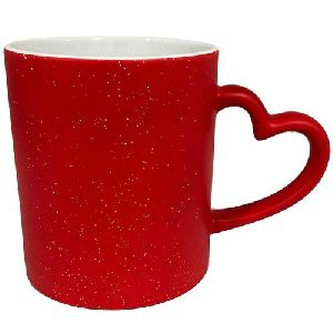 Sublimation Sparkle Heart Handle Magic Mug