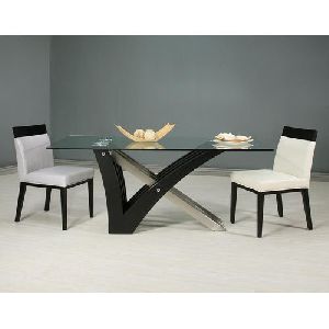Glass Wood Dining Table