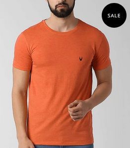 Mens Orange Round Neck T-Shirt