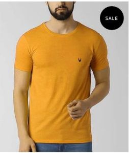 Mens Yellow Round Neck T-Shirt