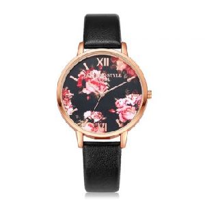 Ladies Elegant Floral Dial Watch