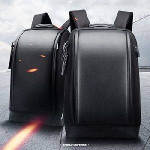 Mens Black Leather Backpack Bag