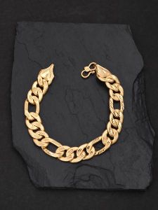 Luca Thick Link 23.5K Gold Plated Mens Bracelet