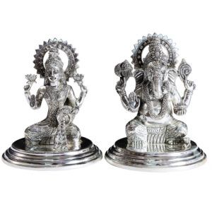 Silver Lakshmi Ganesh Ji Idol