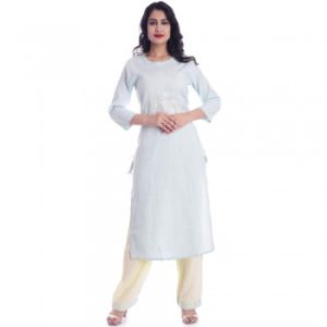 Light Sky Blue Cotton Kurti Palazzo Set