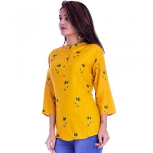 Yellow Printed Tops