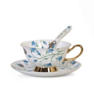 Bone China Natural Leaf Tea Cup Saucer Set