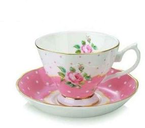 Bone China Pink Rose Tea Cup Saucer Set