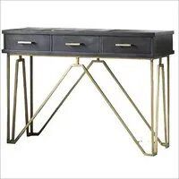 Solid Wood Metal Study Table With 3 Drawers