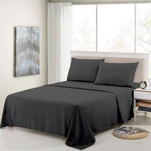 Bird Linen Dark Grey Plain 180TC Bedsheets