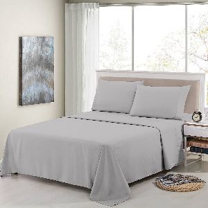 Bird Linen Silver Grey Plain 180TC Bedsheets