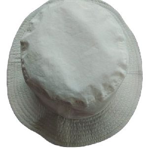 White Plain Cotton Round Hat