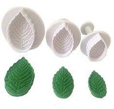 3 pcs rose leaf leaves cookie plunger cutter cake decoration