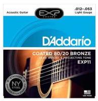 DAddario EXP11 Coated Light 12-53 Acoustic Guitar Strings (Multicolor)