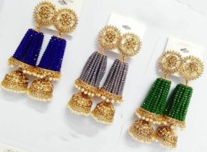 Crystal Earrings with Jhumki