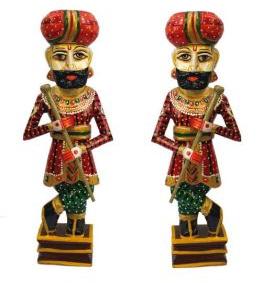 Wooden Hand Painted Darban Statue